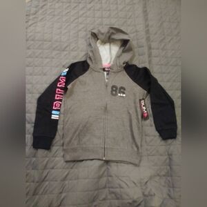Equipment Kids Hoodie in Gray and Black with Pink Highlights